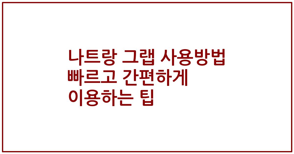 나트랑 그랩 사용방법 빠르고 간편하게 이용하는 팁
