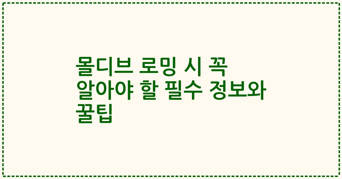 몰디브 로밍 시 꼭 알아야 할 필수 정보와 꿀팁